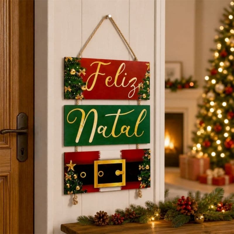 Placa Decorativa Natalina em MDF NSW