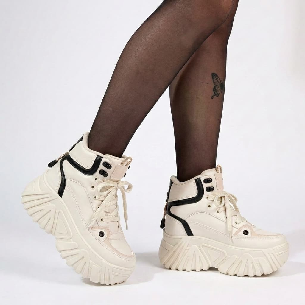 Tênis Bota Plataforma 6 cm Cano Médio Feminino Várias Cores Envio Imediato