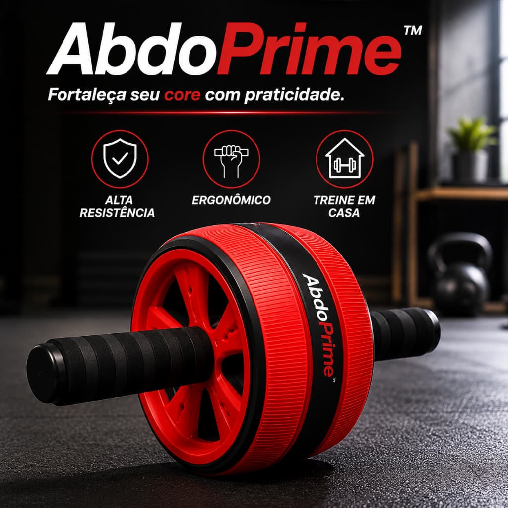 Roda Abdominal Fitness Ergonômica AbdoPrime™ Treino de Abdômen Core Musculação Academia em Casa Resistente Portátil