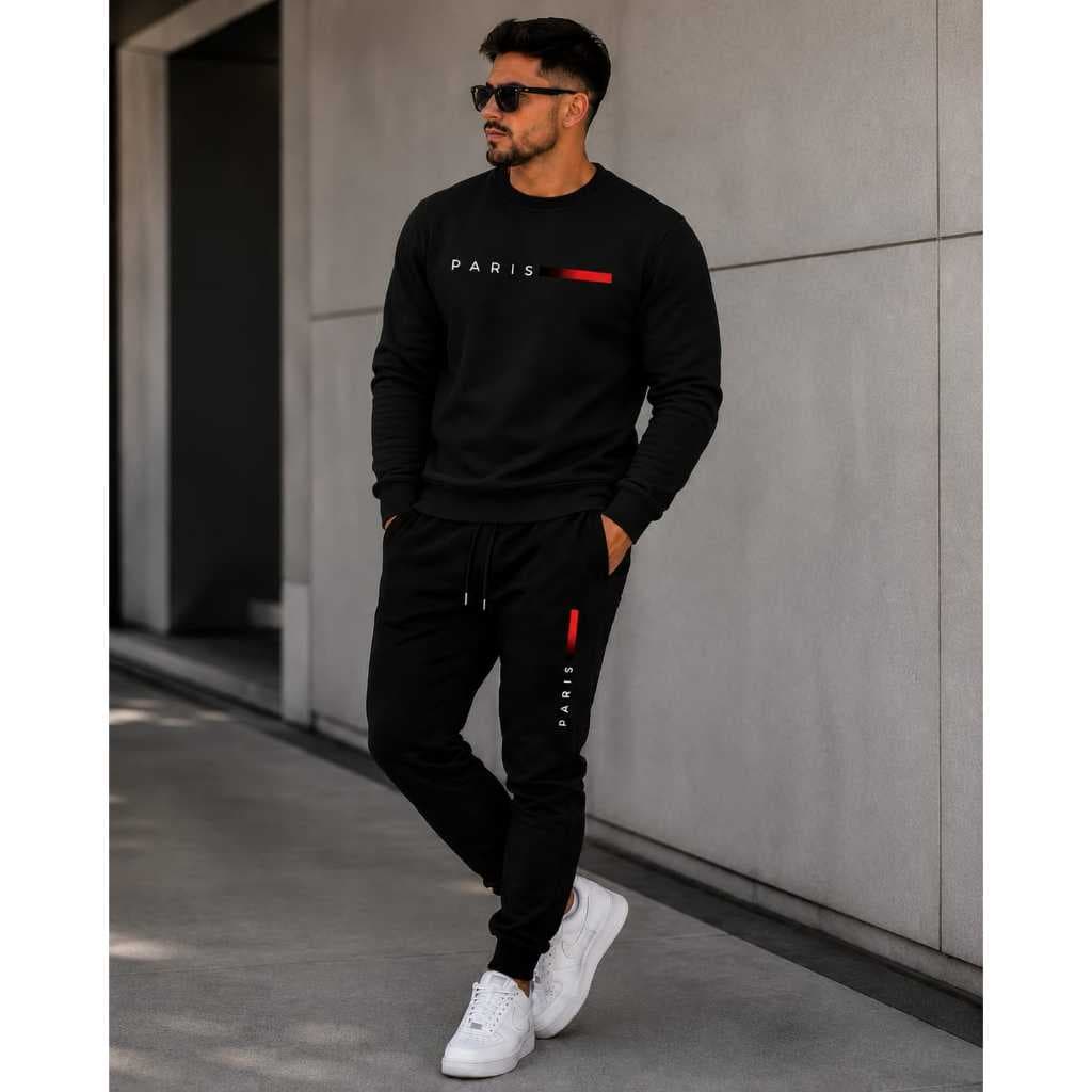 Conjunto Moletom Paris Gola Redonda E Calça Algodão