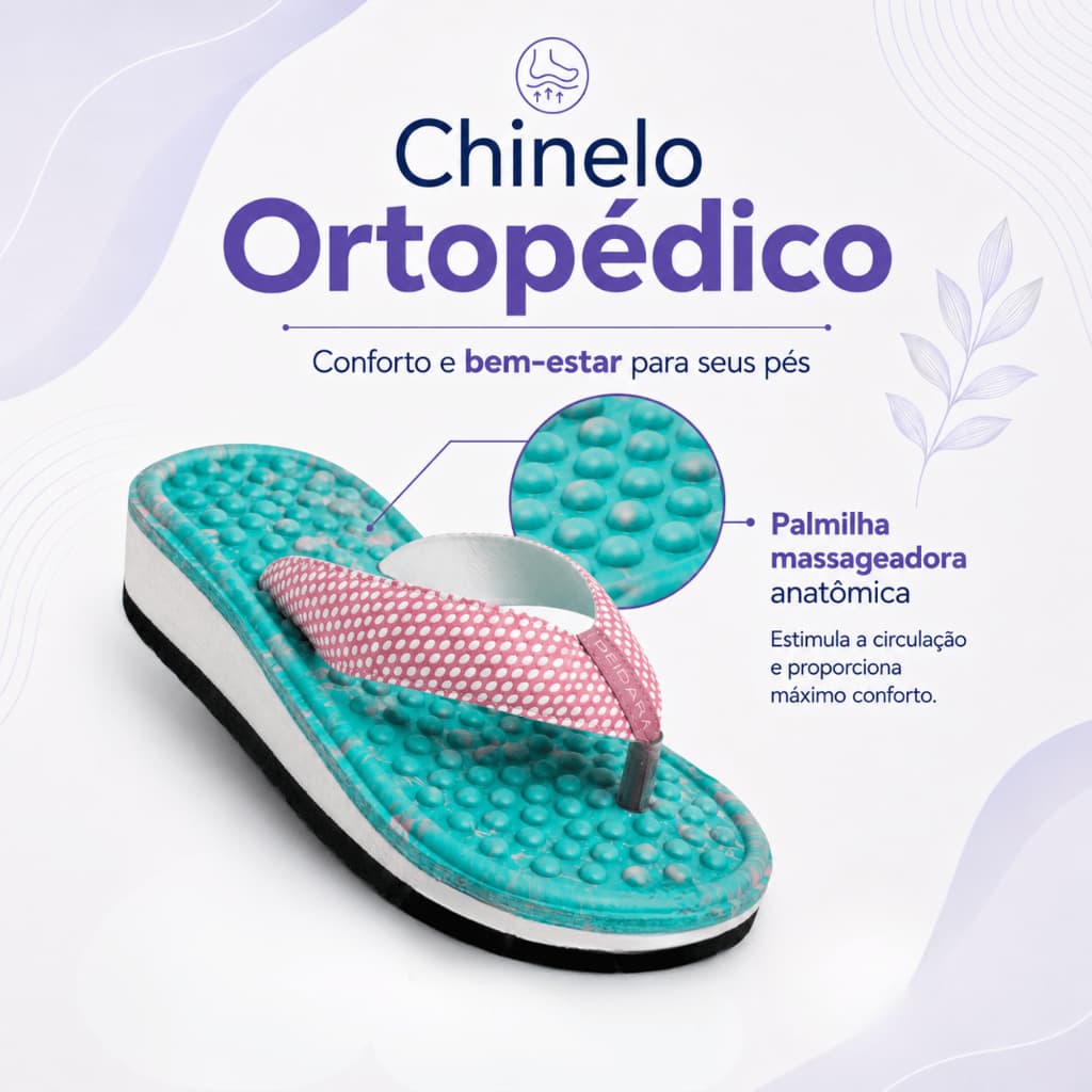 Sandália Chinelo Feminino Anatômico Ortopédico Massageador Antiderrapante Confortável