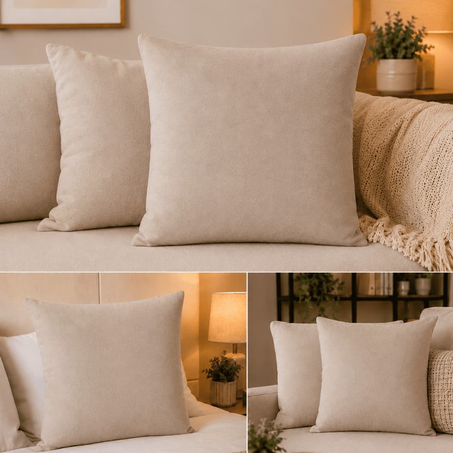 Kit Almofadas Cheias em Suede 43x43cm Decorativas Sala Quarto Sofá