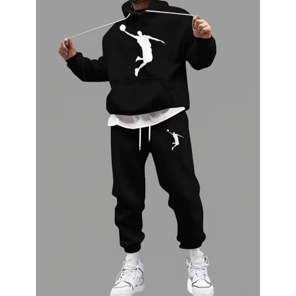 Kit Moletom FrioBasquete StreetWear Estiloso Calça Blusa Manga Longa Flanelada Tendência Inverno Casual