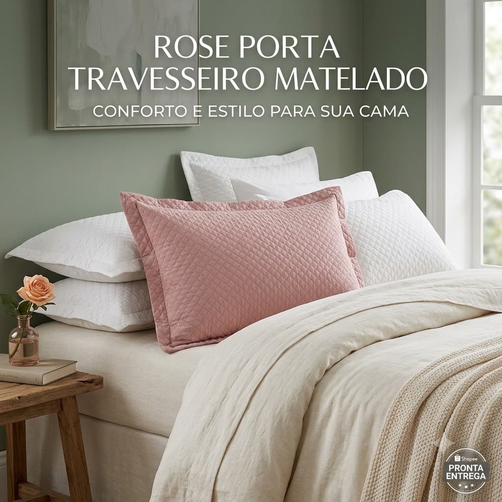 Capa De Travesseiro Matelada Rose Avulsa Porta Travesseiro Macio Antialérgico Não Precisa Passar Promoção