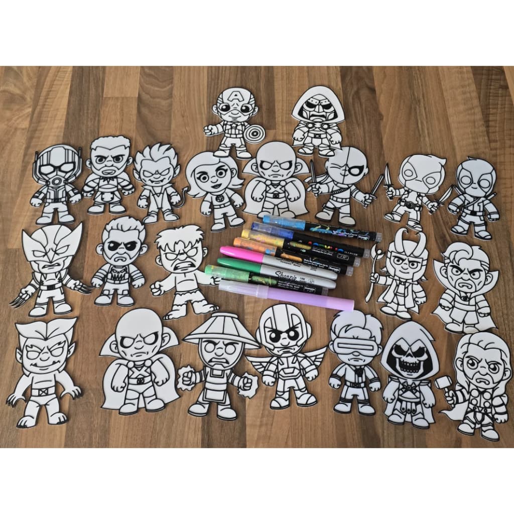 placas 3D para colorir herois e vilao