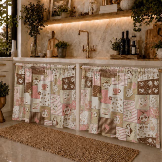 Cortina De Pia Estampada 1,40 X 0,80 Decoração De Cozinha