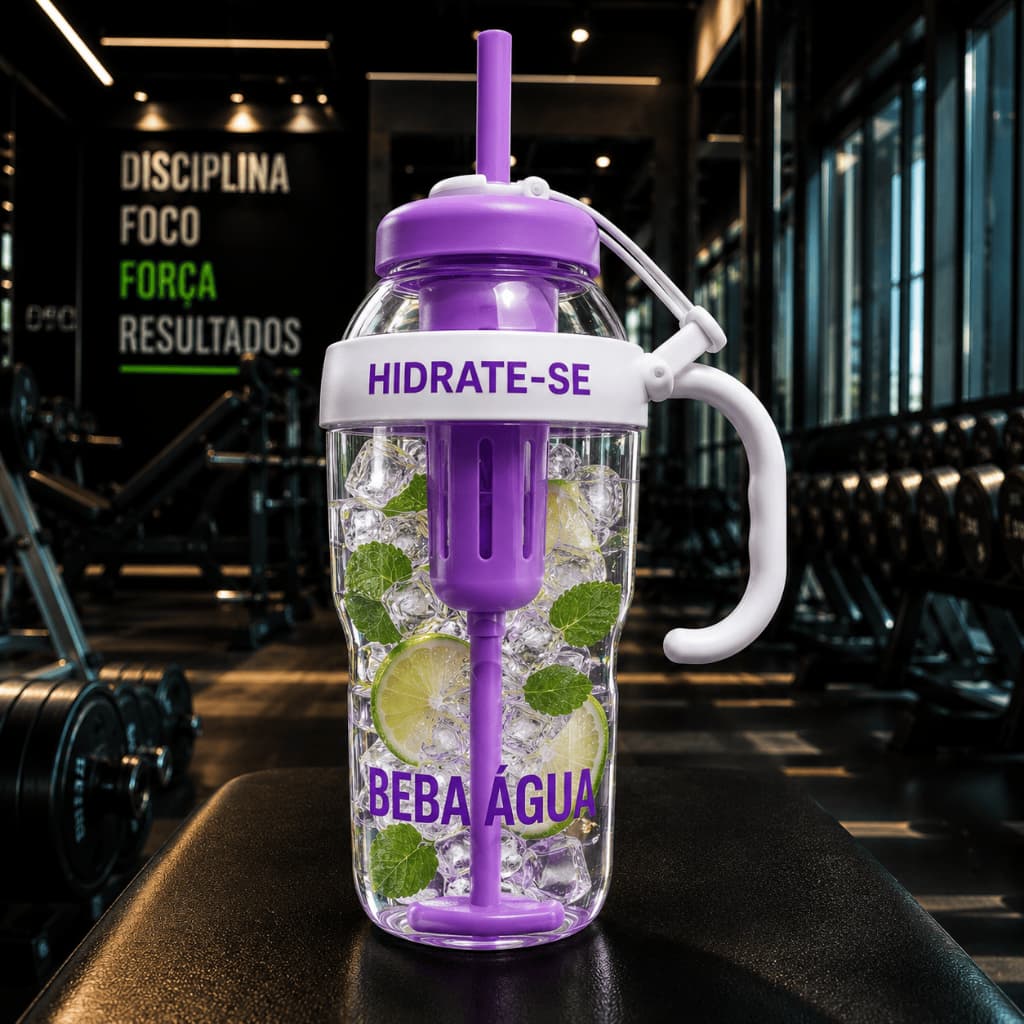 Squeeze Garrafa De Água 1300ml Com Canudo Filtro Tampa Anti Vazamento Academia Fitness Esportiva