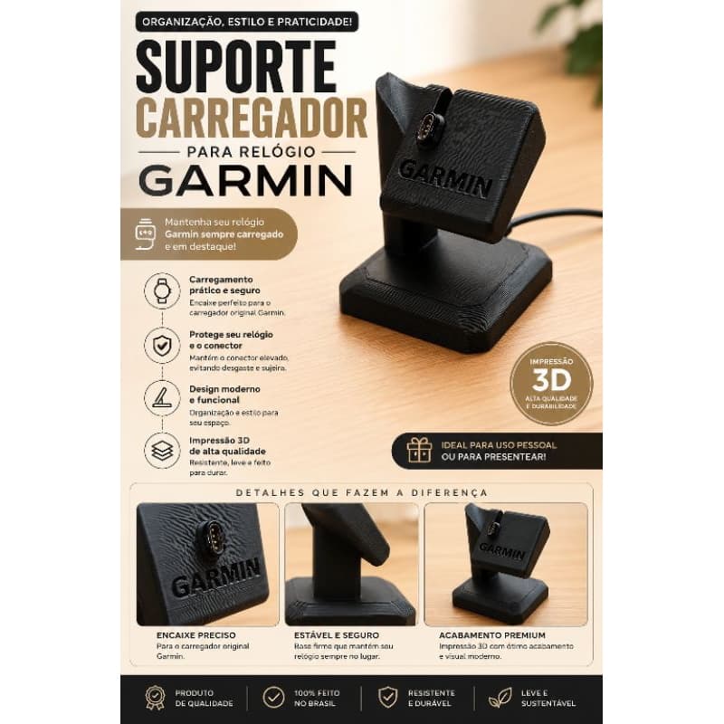 Suporte de Mesa para Carregador de Relógio Garmin