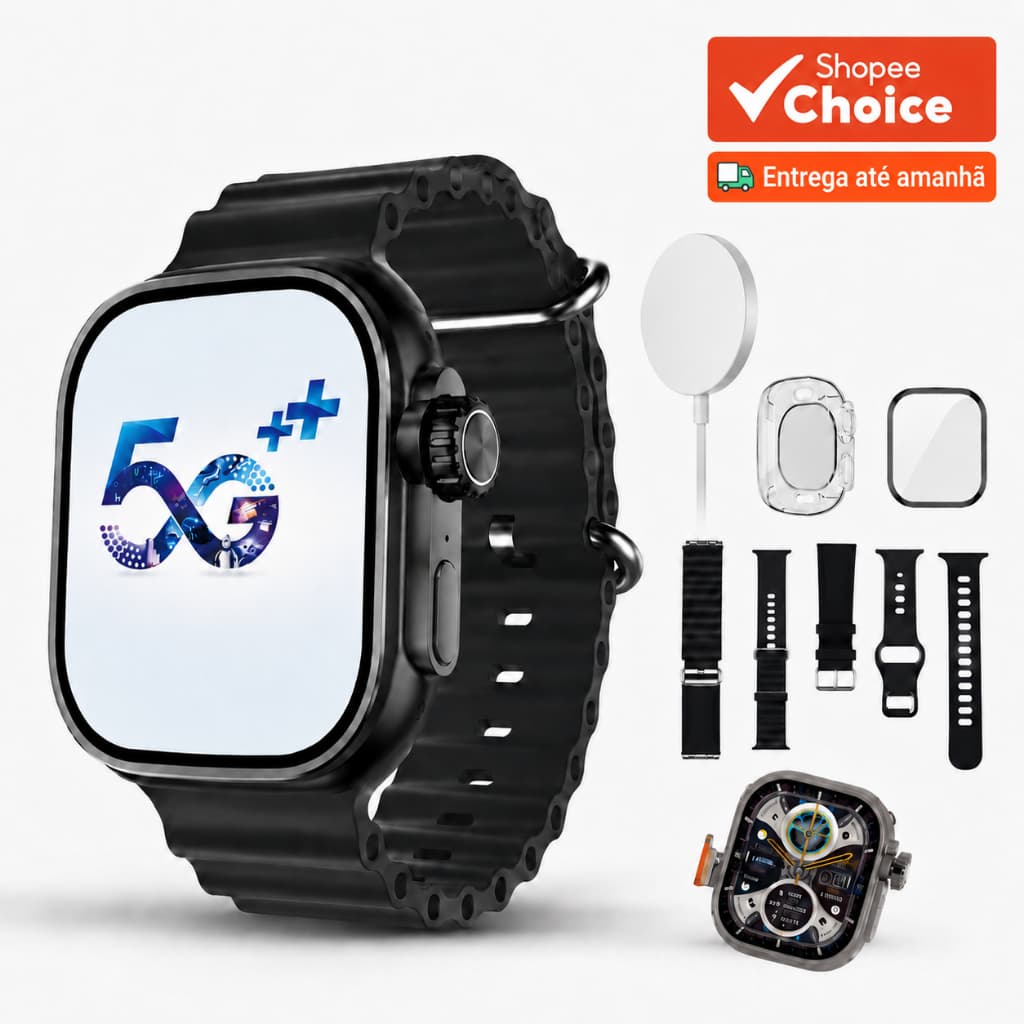 Smartwatch Microwear Ultra 3 AI Versão 2025 À Prova d' Àgua 5G com Chip Câmera AMOLED 49mm 16GB NFC GPS