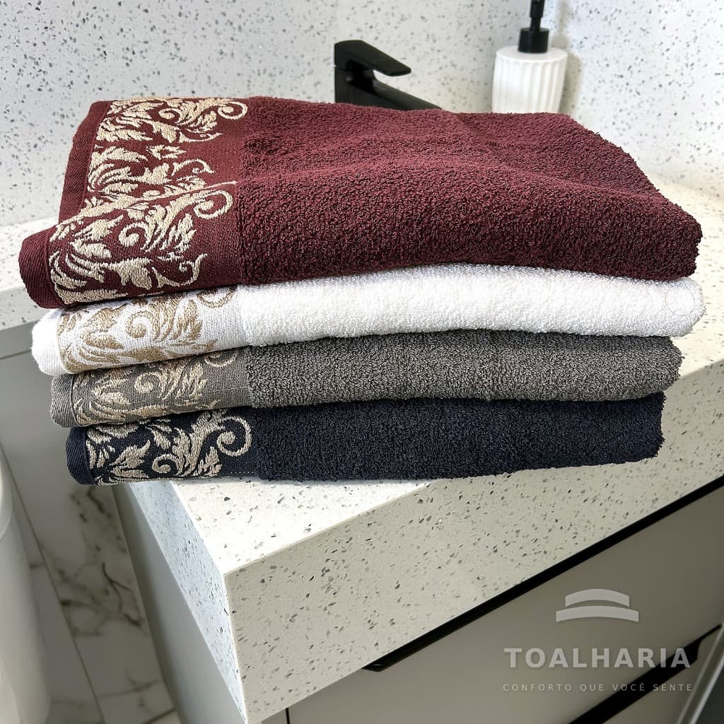Jogo Kit c/ Toalhas 08 Peças - 4 Banho + 4 Rosto - Toalha Super Macia - 330g Bordada