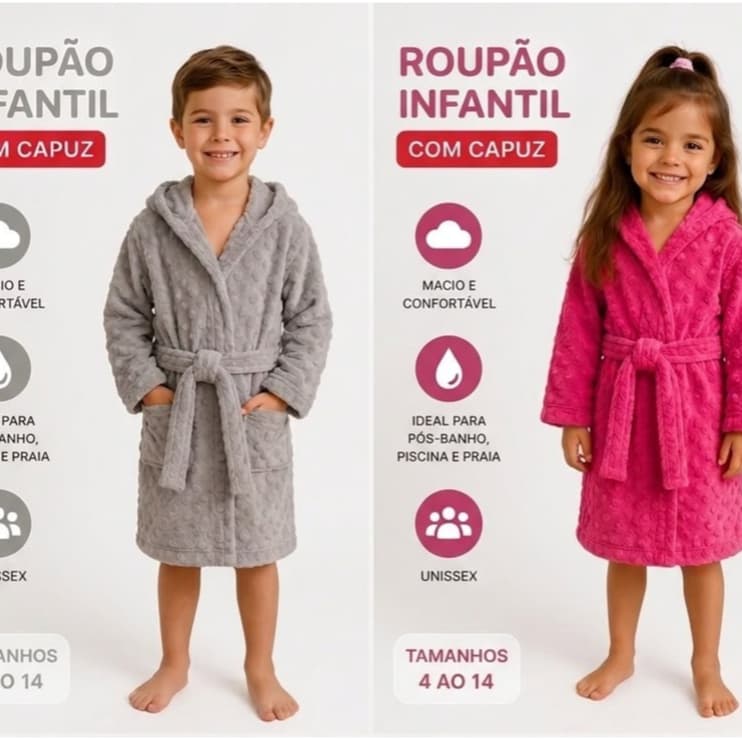 Roupão Infantil em Manta Soft
