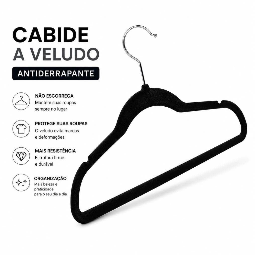 5 Unidades Cabide de Veludo Antideslizante para Roupas Aveludado Preto Vestido Blusa de Frio Camisa Agasalhos Calças