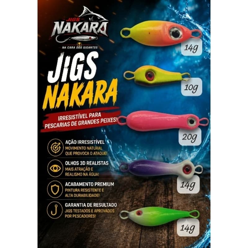 Kit com 5 jigs artesanal, pesca esportiva, jig premium, suport hook, anzol reforçado ( KIT 05 )