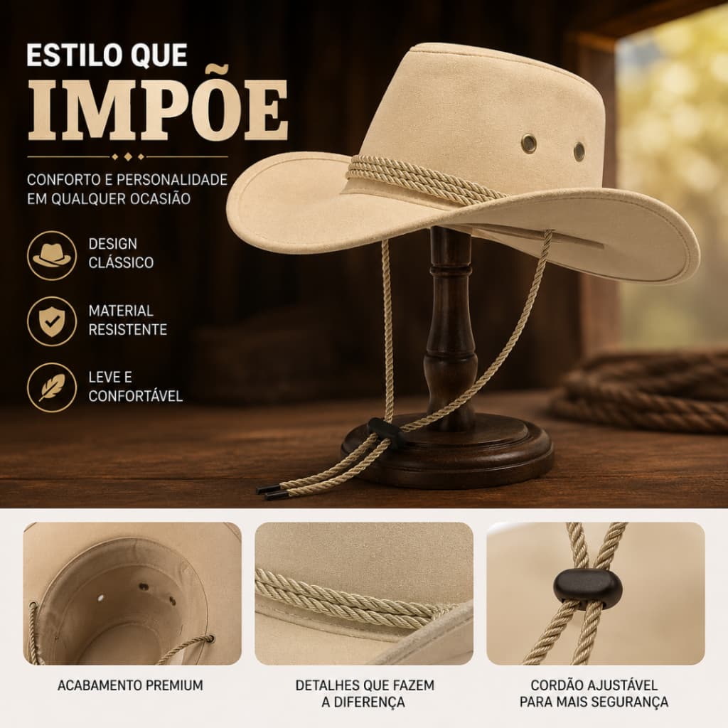 Chapéu Boiadeiro Country Agroboy Sertanejo Cowboy Estiloso Rincon