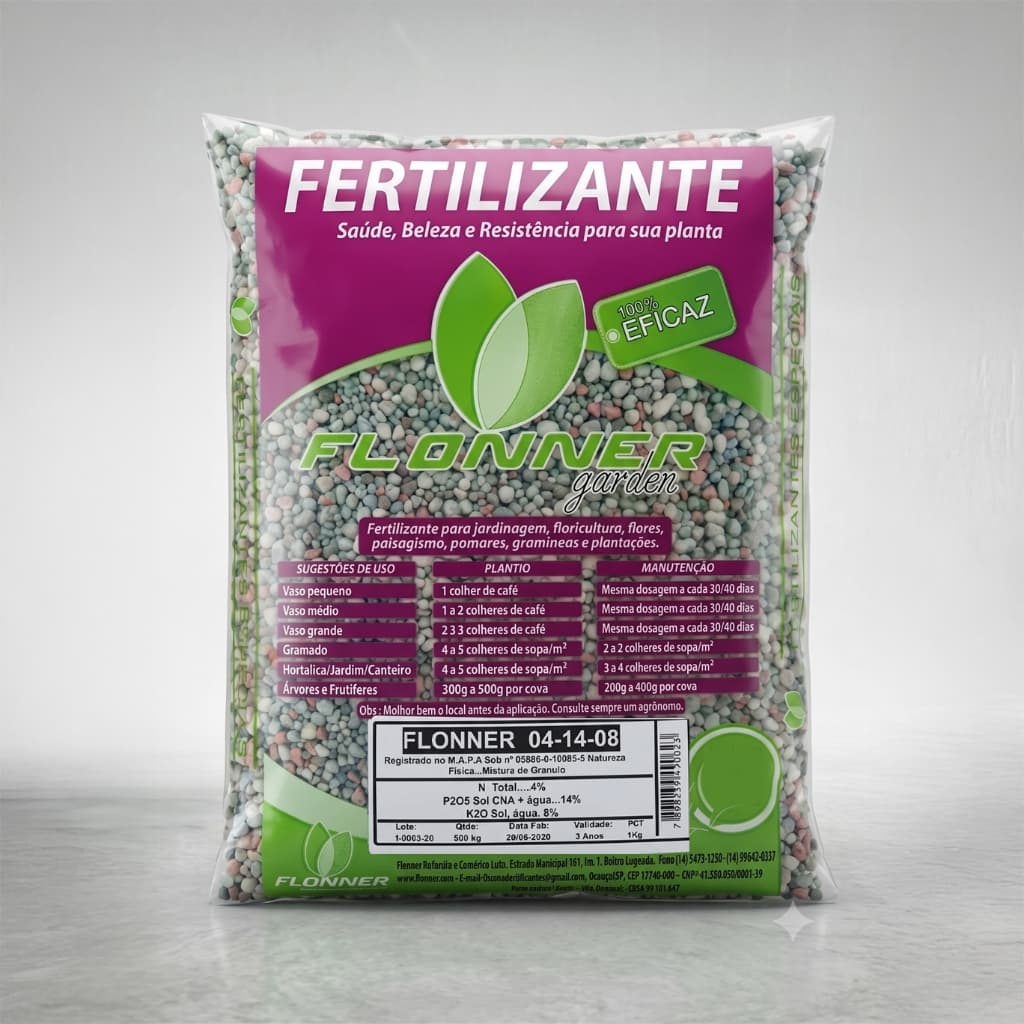 Fertilizante NPK 04-14-08 Flonner Garden Mais Flores, Raízes Fortes e Frutos Saudáveis