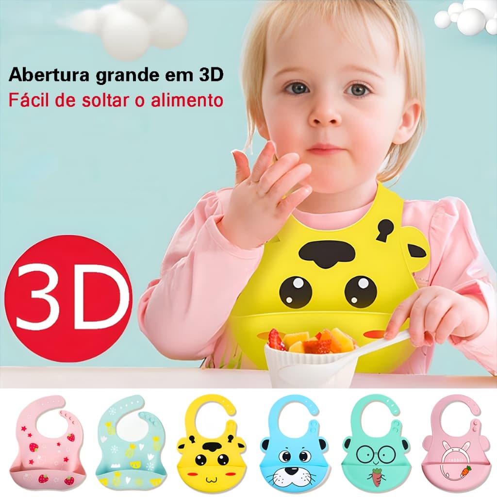 Babador De Silicone Com Pega Migalhas Impermeável Para Bebê Fácil De Limpar Para Homens E Mulheres