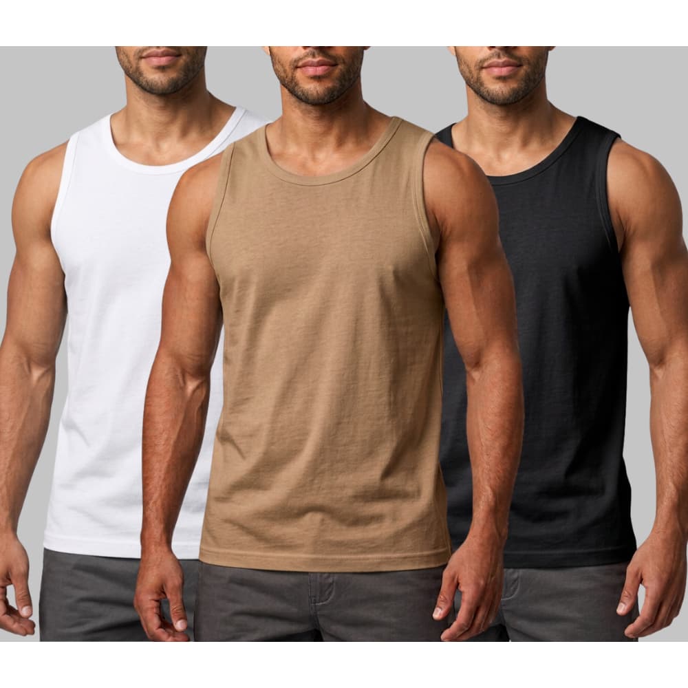 Kit 3 Regatas Masculinas Varias Cores Malha 100% Algodão Premium 30.1 - Lançamento