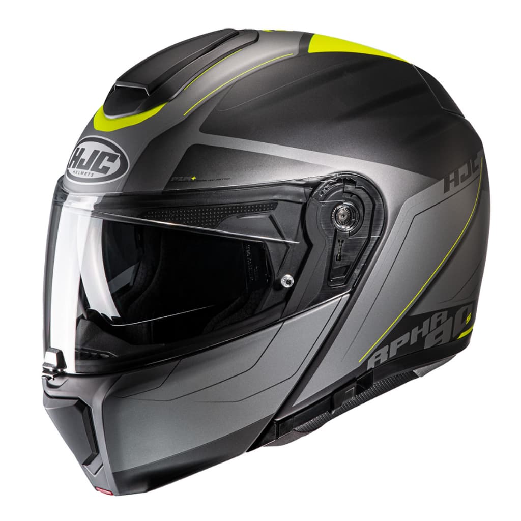 Capacete HJC RPHA 90S Cadan Preto Cinza e Verde Modular Escamoteável Capacete Moto Premium