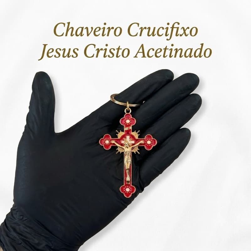 Chaveiro Crucifixo Jesus Cristo Acetinado Tendência Proteção Fé Bolsas Mochilas Pronta Entrega