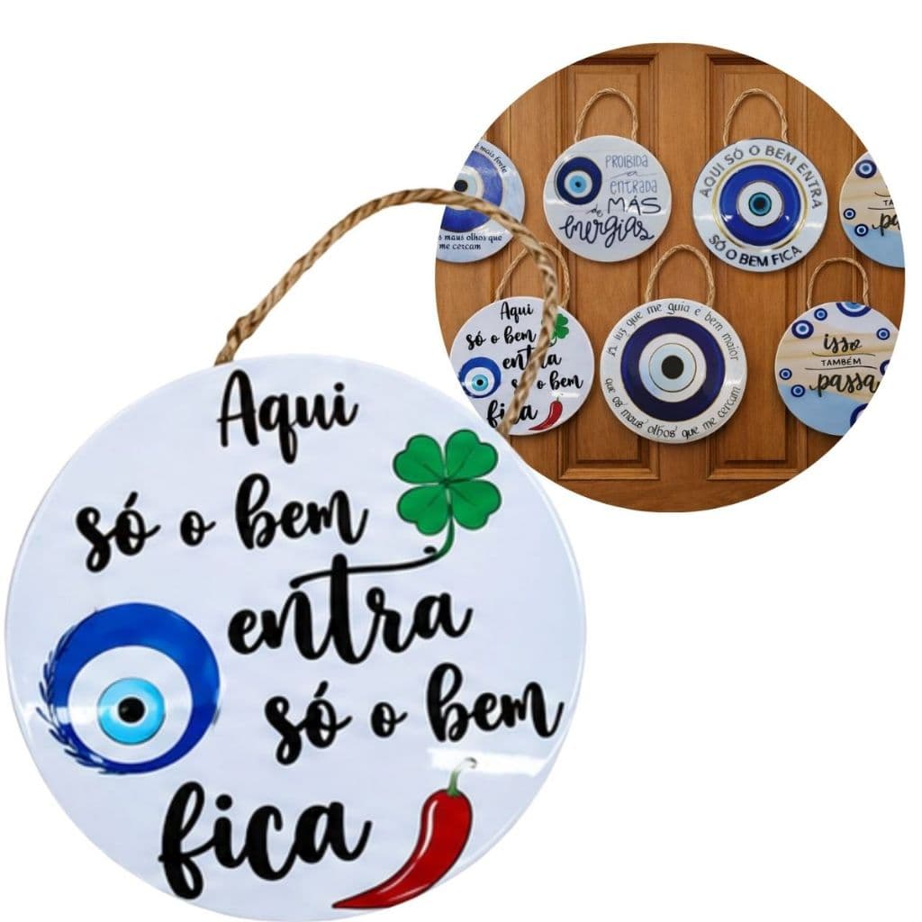 Quadro mANDALA  Olho Grego em Porcelana   16cm – Placa Decorativa (6 Opções)