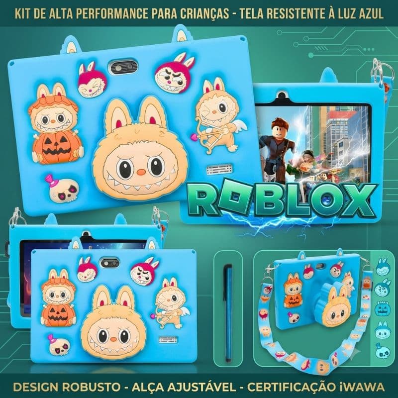 Tablet Infantil Labubu 7" Android 12 | 8GB RAM | 128GB | Wi-Fi | Bluetooth | Capa Silicone