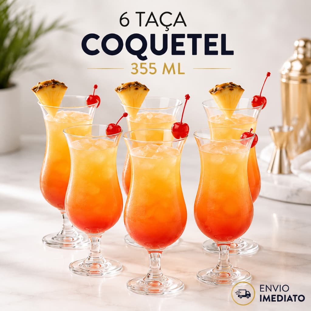 Jogo 6 Taças Coquetel 355 ml Vinho Transparente
