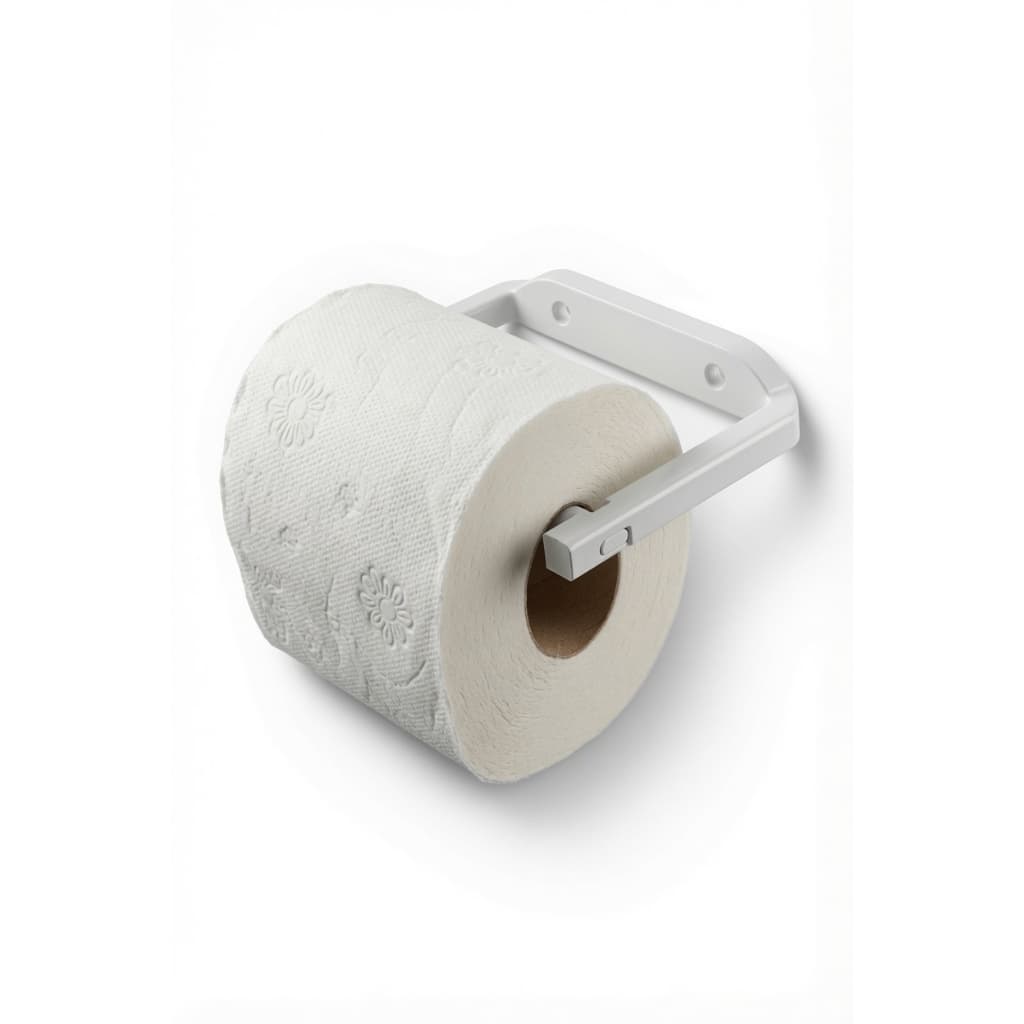 Suporte de Parede para Papel - Porta Rolo em Plástico Branco, Fixação Fácil para Banheiro