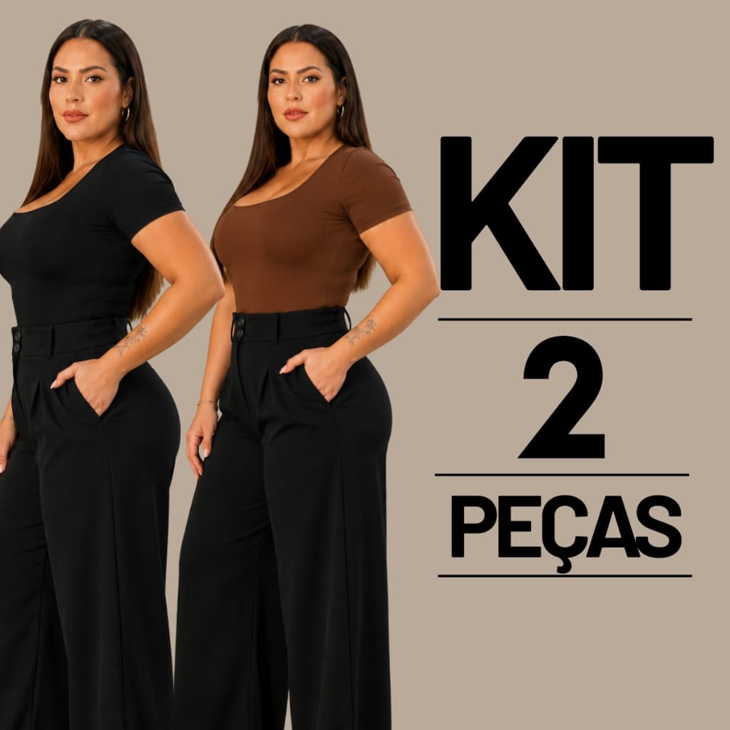 KIT 2 Blusas Decote Quadrado Plus size Feminina Básica Elegante Comprida Tendencia 2026