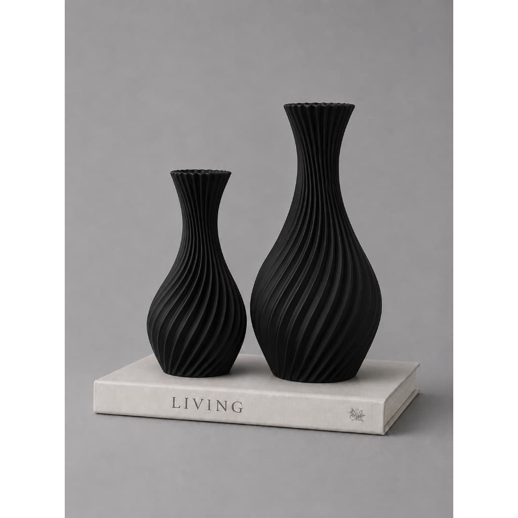 Kit Vasos Decorativos Espiral 16cm 19cm  Elegante  Sala, Rack, Estante Quarto Decoração Moderna
