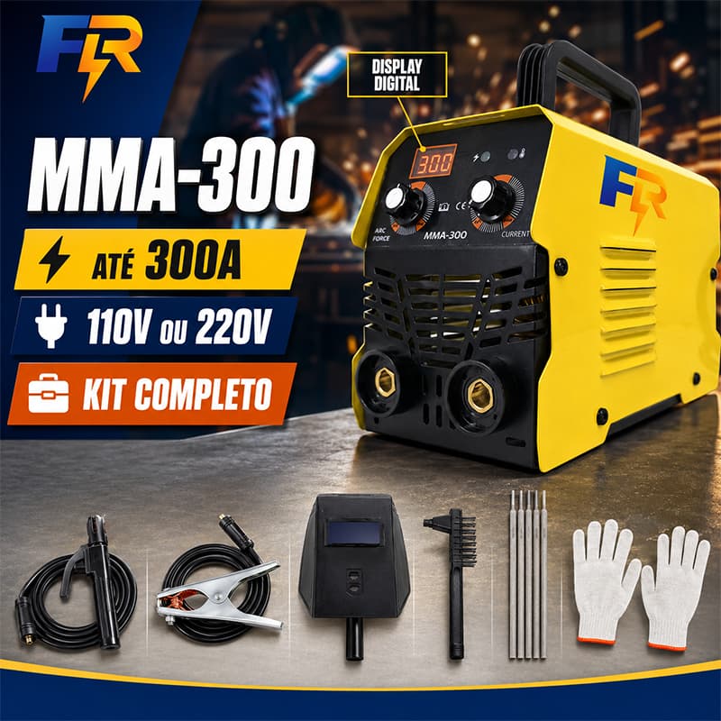 Máquina de Solda Inversora MMA-300 300A IGBT Digital 110V ou 220V Kit Completo