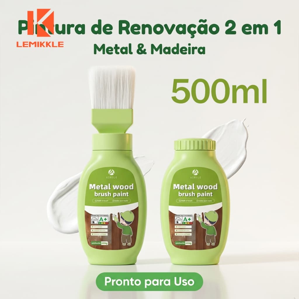 LEMIKKLE - 500g de tinta à base de água branca para renovação de corrimãos de ferro forjado e móveis de madeira
