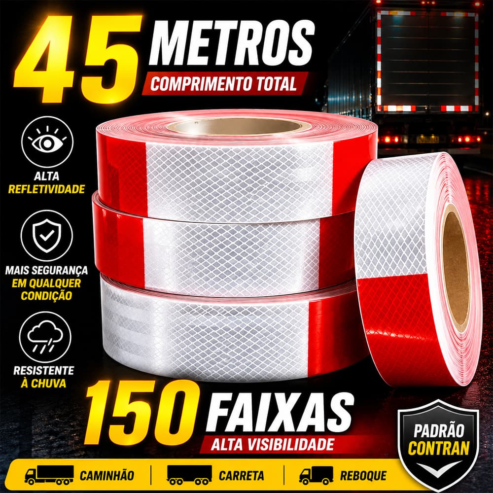 Kit 150 Faixa Refletiva Marca 3M Onibus Caminhao Reboque Van Microonibus Carreta 30x5cm