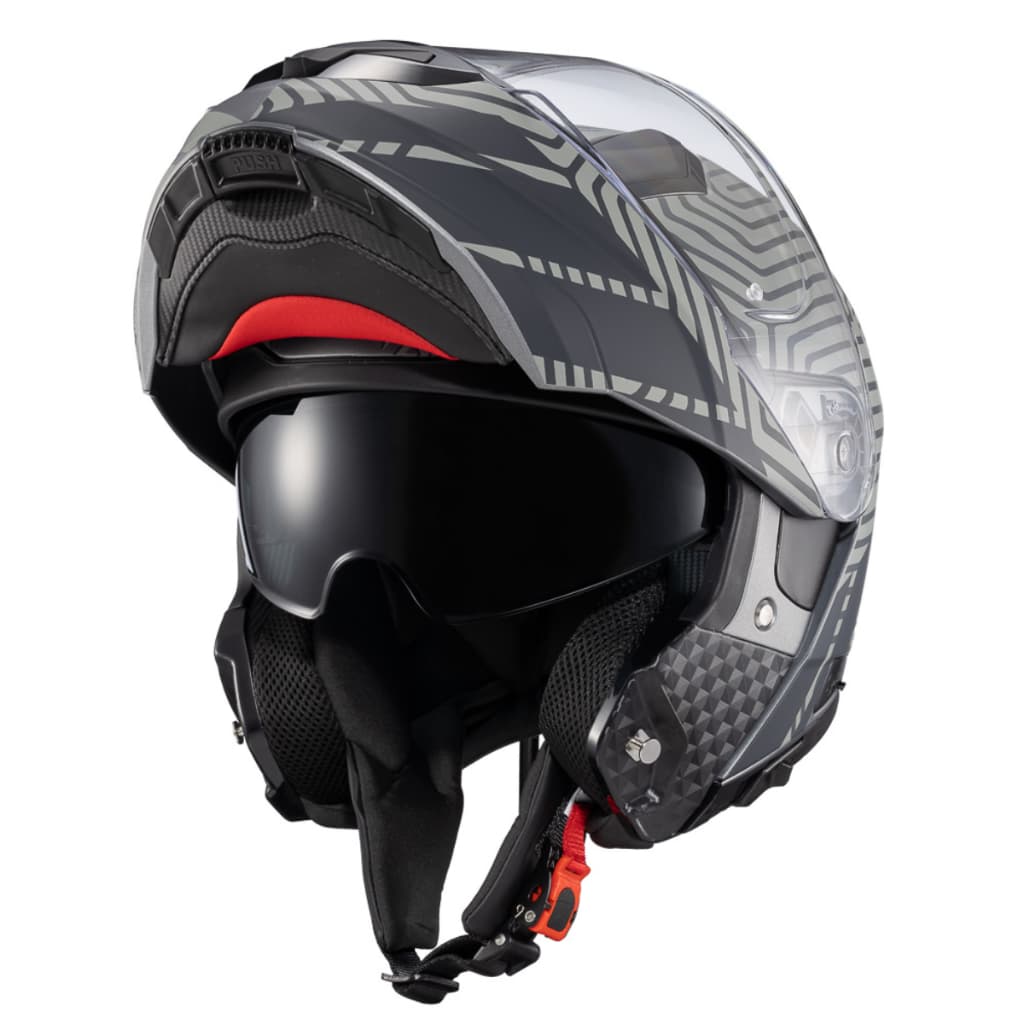 Capacete Texx Kratos Cyber Cinza Fosco Escamoteável Modular Capacete Moto Dupla Viseira Original