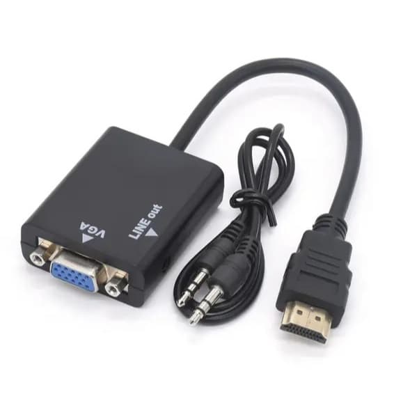 Cabo Adaptador Conversor HDMI para VGA com Áudio HD Para Televisão, Notebook e Monitores