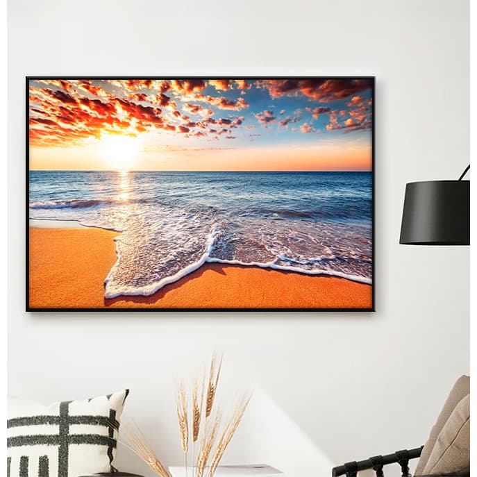 Quadro sem Vidro Paisagem Praia com Nuvens ao Entardecer Quadro Decorativo