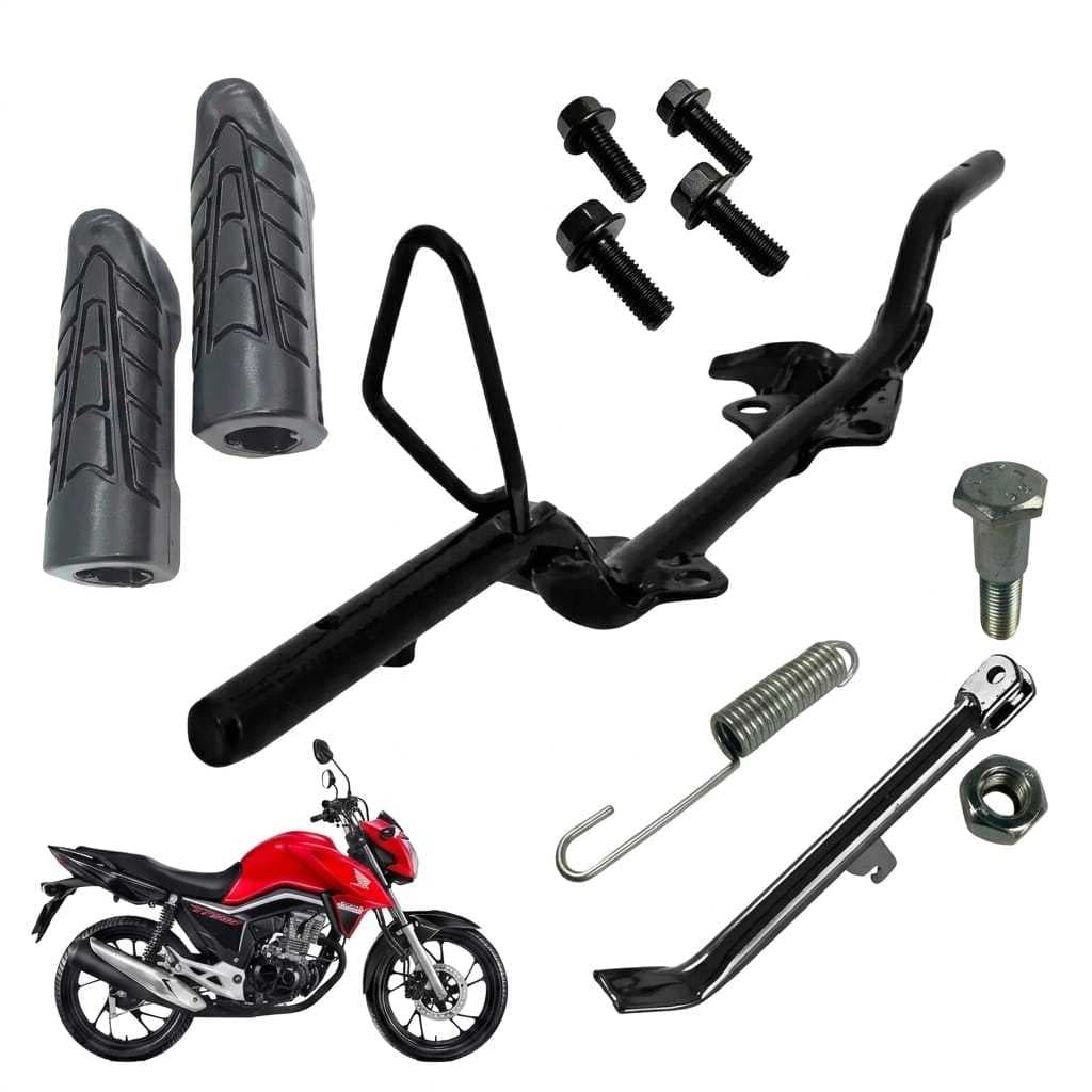 Kit Estribo Maciço Cavalete Lateral Borrachas Parafusos Titan Fan Start Cargo 125 150 160