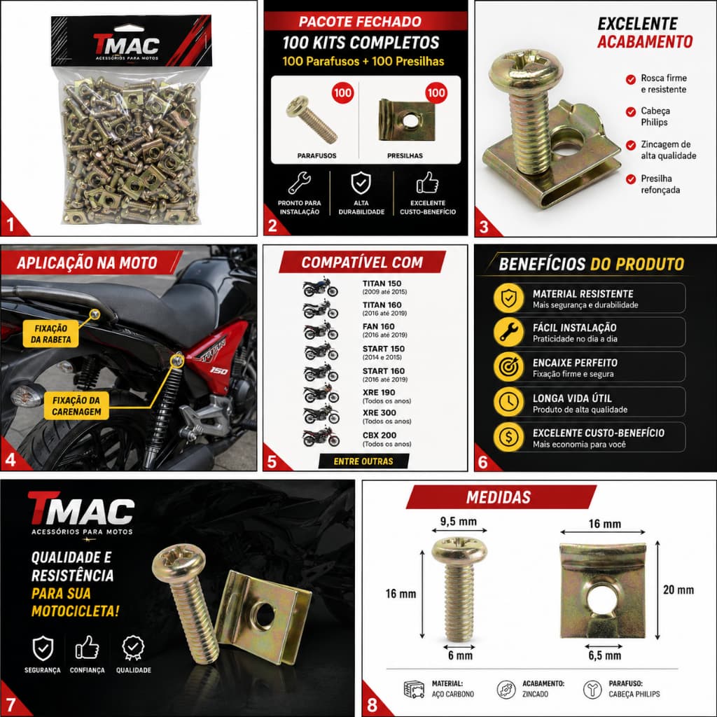 Presilha 6mm P/rabeta E Carenagem Titancb 300/xre 300/fal