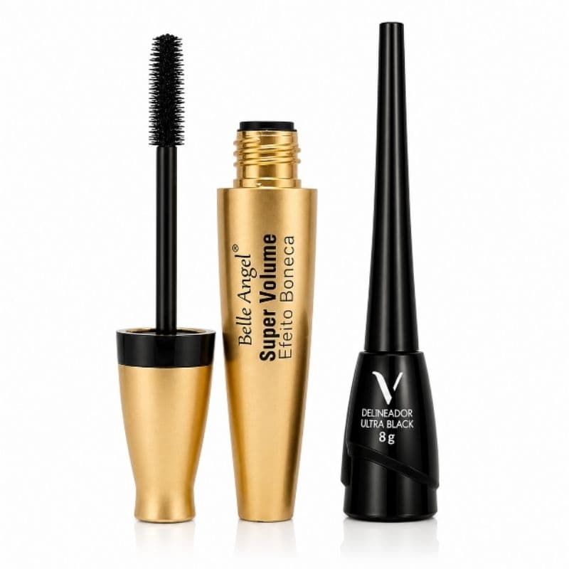 Kit Especial Douradinhos Delineador Vivai e Máscara Delineadora Efeito Boneca Belle Angel