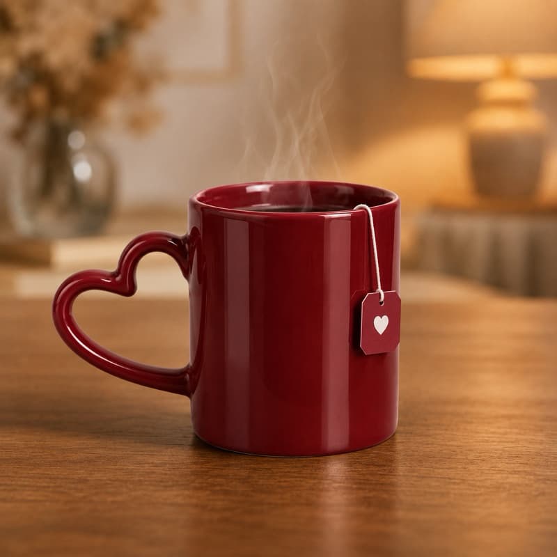 Caneca Premium Alça Coração Cerâmica Esmaltada 200ML