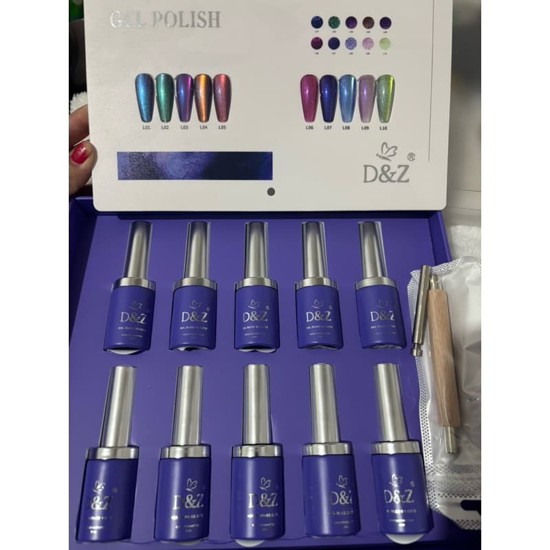 Coleçã olho de gato Magnética D&Z – 10 Cores de Esmaltes com Efeito Luminoso