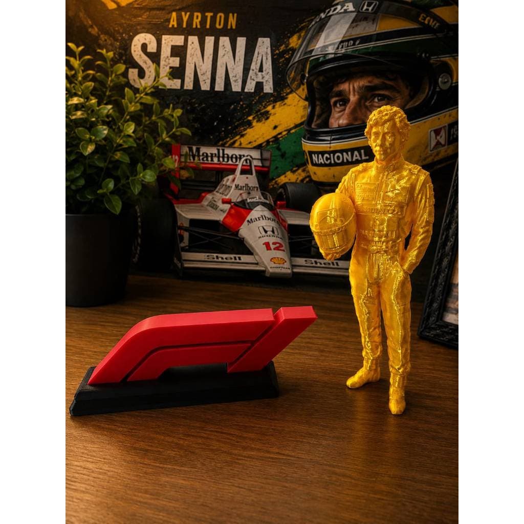 Logo Decorativo + Escultura Ayrton Senna Fórmula 1 em 3D