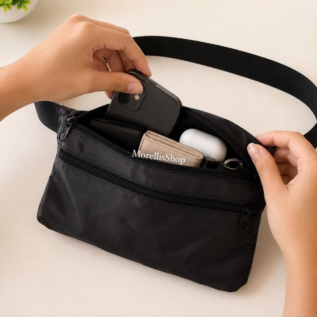 Kit 3 Pochetes Porta Dolar Doleira Anti-furto Preta 2 Ziper