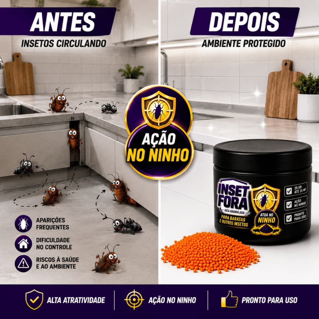 Isca para Barata 50g Inset Fora Alta Atratividade Pronta para Uso Cozinha Ralos Até 30m² IF-50