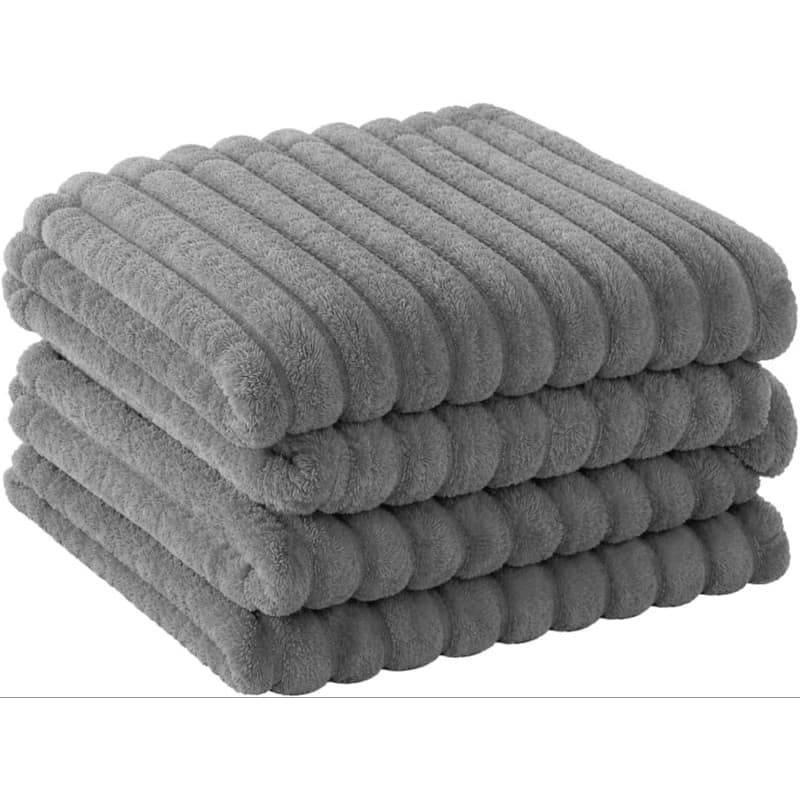 Manta Casal Canelada Aveludada Soft Microfibra 180x200cm Macia e Quente - Cinza