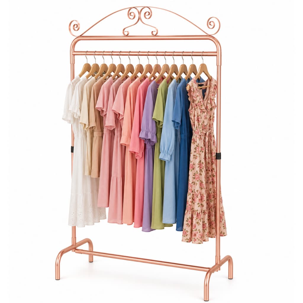 Arara de Roupa Vintage Rose Gold 1.00 Metro de Largura Modelo de Chão em Metal com Altura Regualavel