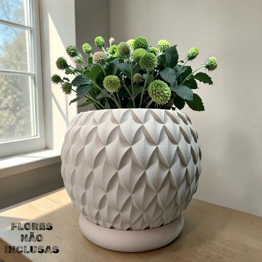 Vaso de plantas naturais decorativo redondo com bandeja cachepo dreno tamanho medio resistente