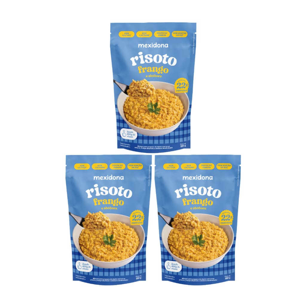 Mexidona Kit 3 Risotos Proteico Frango180gr. Gourmet Natural Refeição Prática Fácil Preparo Saboroso