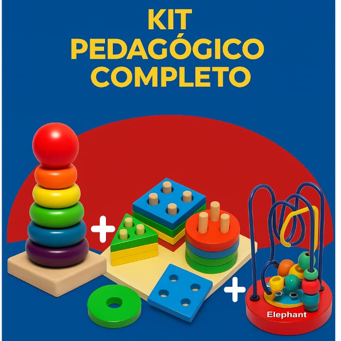 Kit Brinquedos Educativos Pedagógicos Infantil Variados com Formas, Argolas e Labirinto