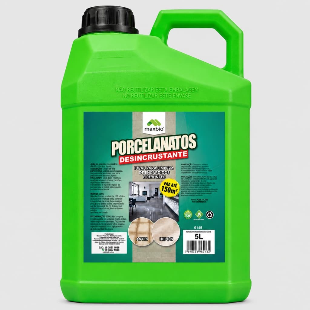Porcelanatos Desincrustante Maxbio Limpeza Pesada Limpa Piso Rejunte Produto Concentrado Remoção De Manchas Original