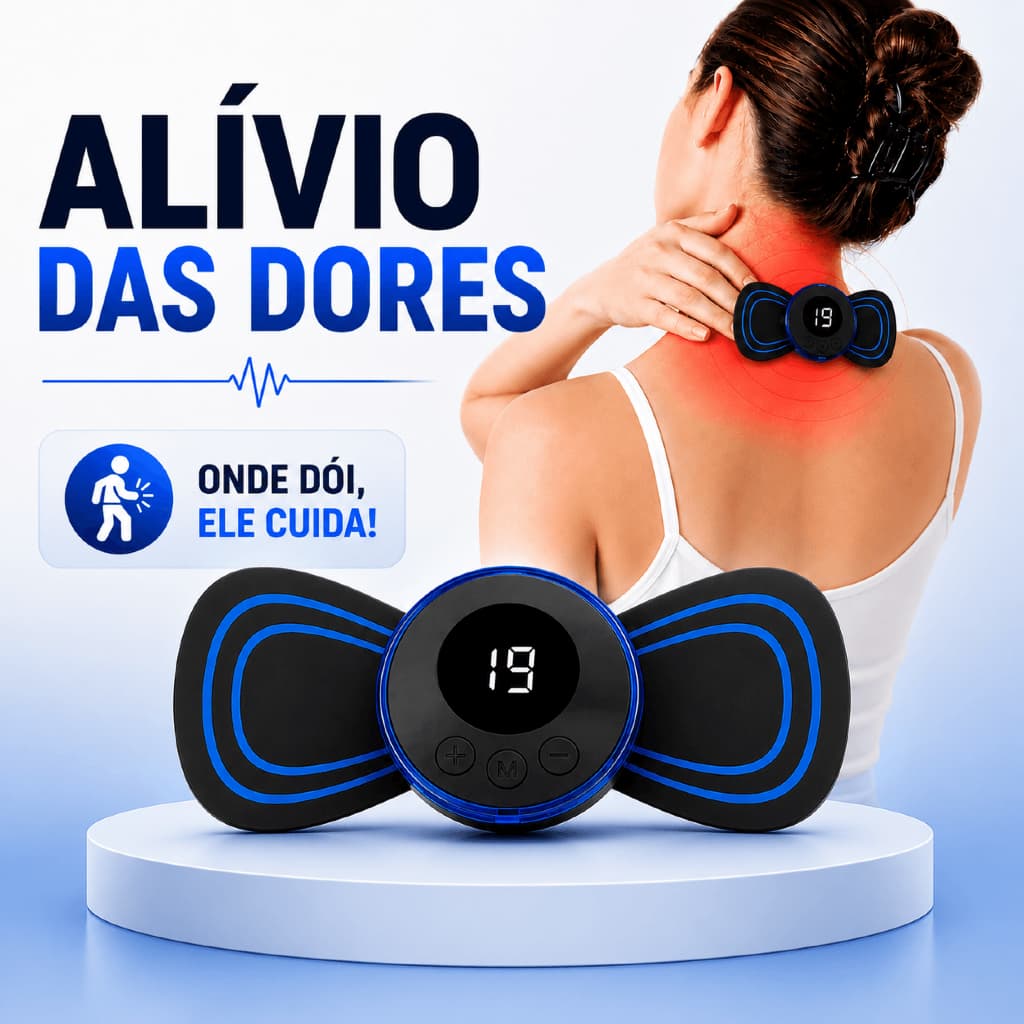 Mini Massageador Alívio Dor Corpo Todo Pescoço Ombro Costas Pernas Elétrico Portátil Recarregável Eletroterapia Bivolt